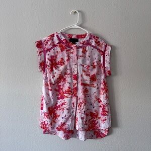 Pink Floral Tie-Dye Blouse